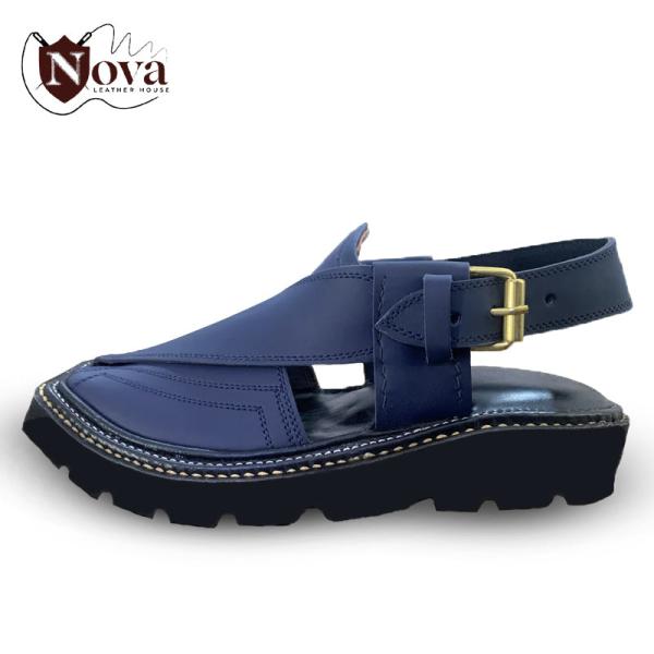 Special Vibram Charsadda Handmade Peshwari Blue Chappal